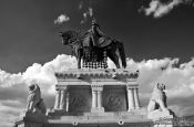 Travel photography:Statue of King Stefan I in the Fisherman´s Bastion at Budapest castle, Hungary