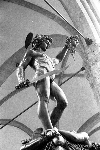 Sculpture by Benvenuto Cellini of Perseus slaying Medusa
