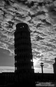 Travel photography:Silhouette of the Leaning Tower in Pisa, Italy