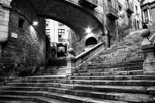 Stairs in Girona`s historic old town