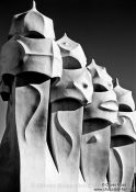 Travel photography:Sculptures on top of La Pedrera in Barcelona, Spain