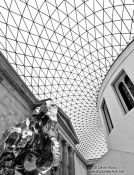 Travel photography:Sculpture and roof inside the London British Museum, United Kindom, England