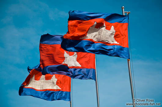 Cambodian flags in Phnom Penh 