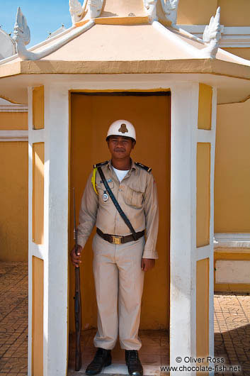 Guard outside the Royal Palace in Phnom Penh