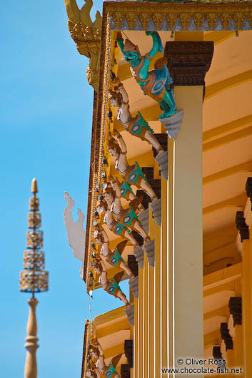 Facade detail of Wat Ohnalom temple in Phnom Penh