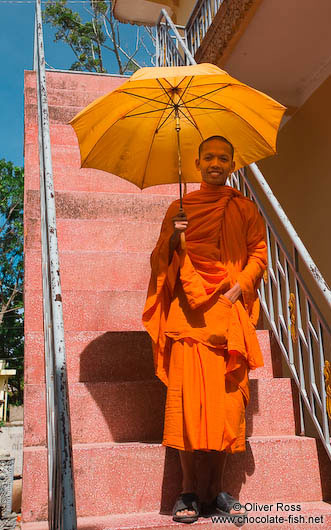 Buddhist monk at a temple in Phnom Penh