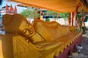 Travel photography:Reclining Buddha at a Phnom Penh temple, Cambodia