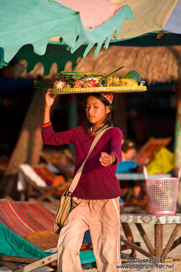 Fruit vendor at Serendipity beach in Sihanoukville 