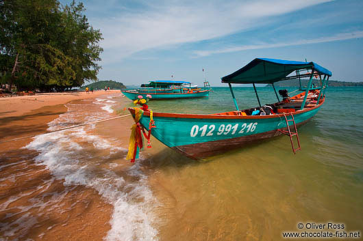 Boat anchored at Kaoh Ruessel (Bamboo Island) near Sihanoukville