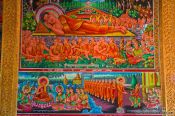 Travel photography:Wall painting inside a temple between Sihanoukville and Kampott , Cambodia
