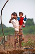 Travel photography:Kids along the Stung Sangker river near Battambang, Cambodia