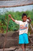 Travel photography:Small boy near the Tonle Sap lake, Cambodia