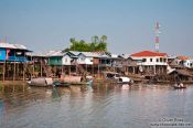 Travel photography:Small town with stilt houses near Tonle Sap lake, Cambodia
