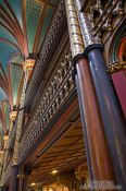 Travel photography:Wooden architecture of the Basilica de Notre Dame cathedral in Montreal, Canada