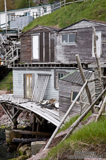 Wooden shacks in St. John´s harbour