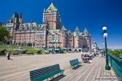 Travel photography:The Château Frontenac castle in Quebec with Terrasse Dufferin promenade, Canada