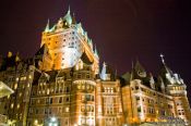 Travel photography:The Château Frontenac castle in Quebec by night, Canada