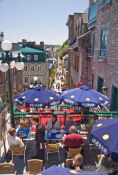Travel photography:Terraced street cafe in Quebec´s old town (basse ville) , Canada