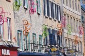 Travel photography:Bicycles on a house facade in Quebec´s old town, Canada