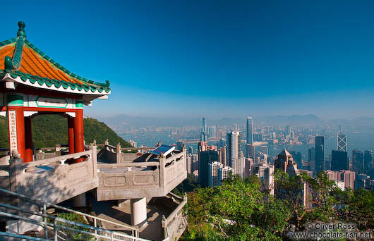 Hong Kong skyline and bay with viewing platform 