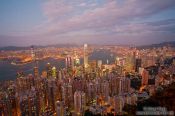 Travel photography:Hong Kong bay and skyline at dusk , China