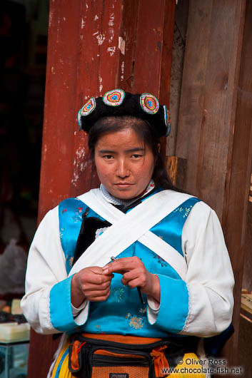 Girl with traditional Naxi dress in Lijiang