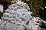 Travel photography:Stone lions at Wenchang palace in Lijiang, China