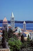 Travel photography:Bell towers in Rab town, Croatia