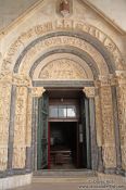 Travel photography:Entrance portal to the Katedrala Sveti Lovrijenac (Saint Lawrence Cathedral) in Trogir, Croatia
