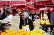 Travel photography:Fruit vendor at Zagreb market, Croatia