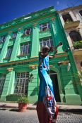 Travel photography:Trumpeter on stilts in Havana Vieja, Cuba