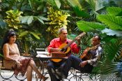 Travel photography:Musicians practising in a patio, Cuba