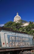 Travel photography:Old train with the Capitolio in Havana, Cuba