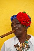 Travel photography:Havana woman with cigar, Cuba