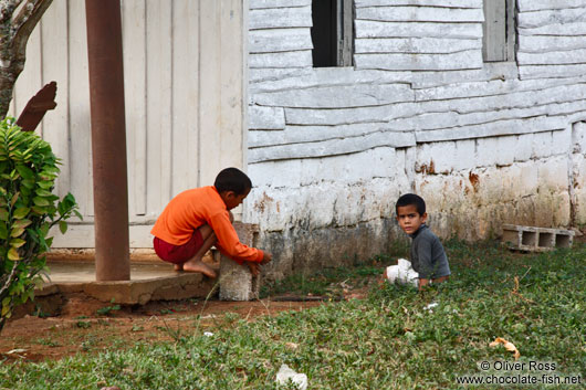 Two boys playing near Viñales