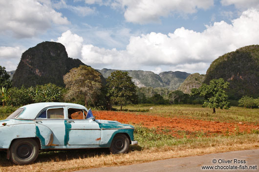 Car parked in the Viñales landscape