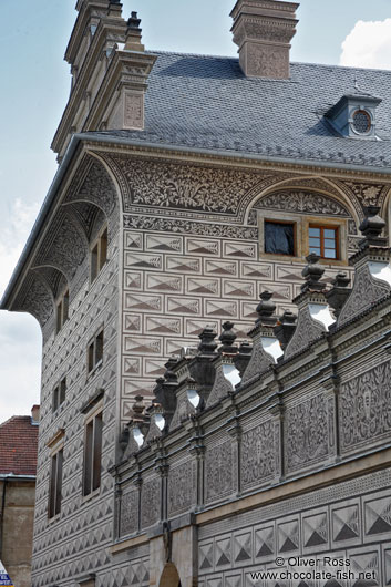 Facade detail of the Schwarzenberg palace in Prague castle