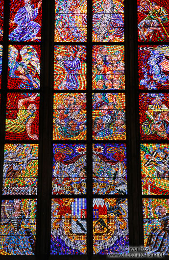 Glass window in the St. Vitus Cathedral