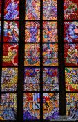Travel photography:Glass window in the St. Vitus Cathedral, Czech Republic