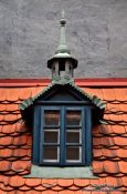 Travel photography:Roof detail of a house in Prague`s Golden Alley (Zlatá ulicka), Czech Republic