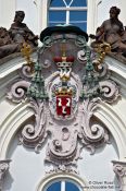 Travel photography:Facade detail on a building in Prague Castle, Czech Republic