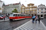 Travel photography:Tram station in Prague`s Lesser Quarter, Czech Republic