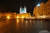 Travel photography:Prague`s old town square with Tyn church, Czech Republic