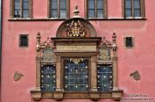 Travel photography:Facade detail of Prague`s old city hall, Czech Republic