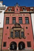 Travel photography:Facade of Prague`s old city hall, Czech Republic