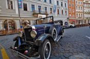Travel photography:Vintage car in Prague`s Old Town, Czech Republic