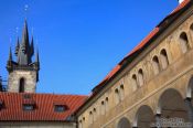 Travel photography:One of the spires of Prague`s Tyn church, Czech Republic