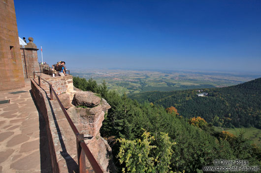 View from the Saint Odile monastery onto the Vosges mountains  and the Rhine valley