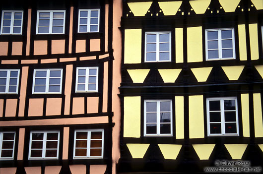 Facade of traditional houses in Strasbourg