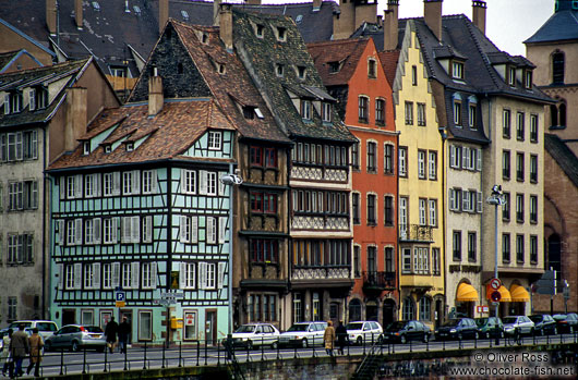 Houses along the Ile river in Strasbourg